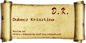 Dubecz Krisztina névjegykártya